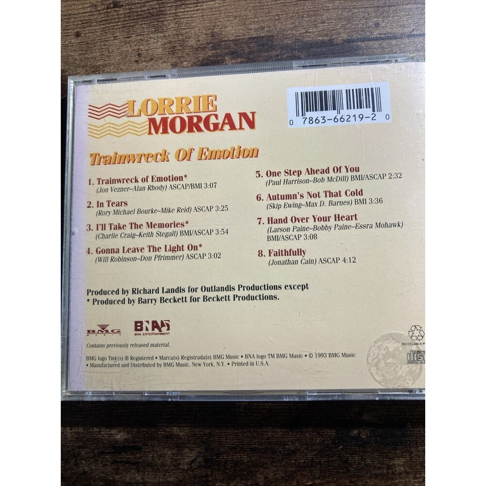 Lorrie Morgan Trainwreck of Emotion CD 1993 BNA Records Country Music - Picture 2 of 2